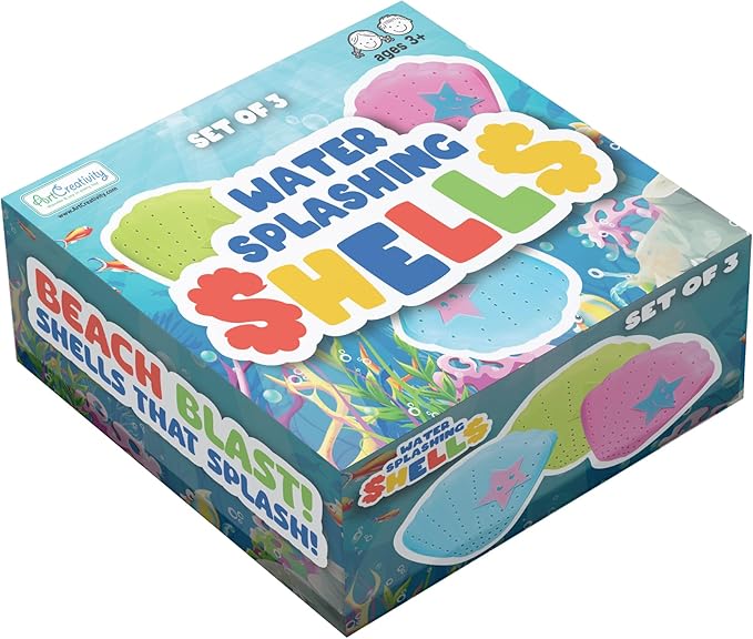 ArtCreativity Sea Shell Water Splash Toys - Set of 3 - Spongy Bath Toys for Kids - Vibrant Colors with Star Accents - Bathtub Toys for Fun in The Tub - Kids Pool Toys and Swimming Pool Accessories