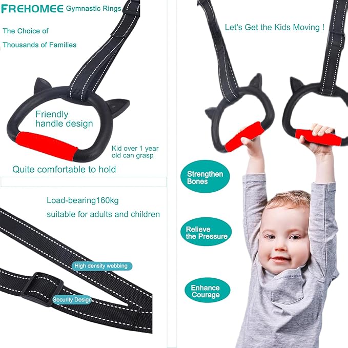 New Professional Gymnastic Rings,Both for Adults and Kids,Support 550 LBS,Home Fitness Equipment,Indoor and Outdoor Pull-up Bar for Stretching and Height Increase,with Adjustable Straps