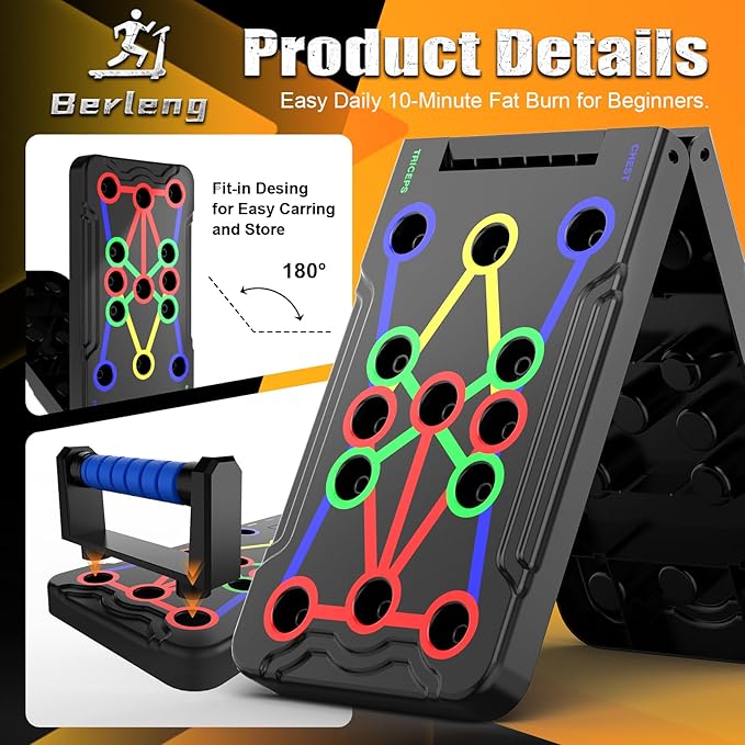 IUT Solid Push Up Board 15 in 1 Home Workout Equipment Multi-Functional Pushup Stands System Fitness Floor Chest Muscle Exercise Professional Equipment Burn Fat