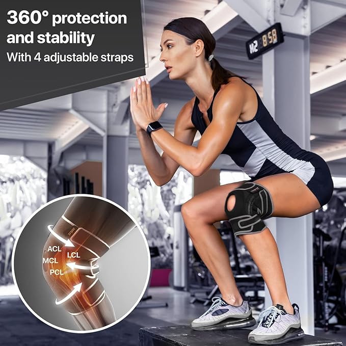 DR. BRACE ELITE Knee Brace with Side Stabilizers & Patella Gel Pads for Maximum Knee Pain Support and fast recovery for men and women-Please Check How To Size Video (X-Large, Mercury)