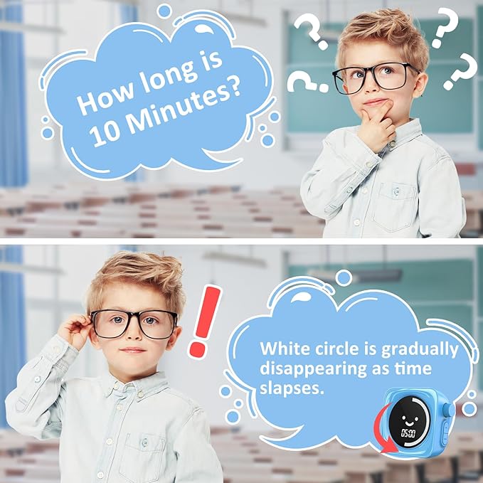 Visual Timer for Kids, 99 Minute Digital Cute Kids Visual Timer Classroom Timer for Homeschool Supplies Study Teaching Time Management Tool Countdown Timer, Blue 2Pack