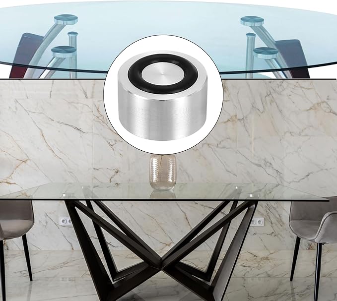 uxcell M8 Thread 20mm / 0.8" Dia 20mm Thick Aluminum Circle Disc Glass Top Adapter 4pcs Round Solid Table Feet Pad Plate Hardware with Anti-Slip Rubber Ring