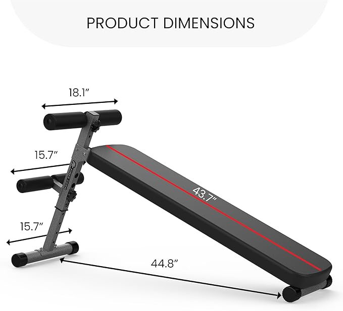 Finer Form Gym-Quality Adjustable Sit Up Ab Bench & Decline Weight Bench for Home Gym Strength Training.