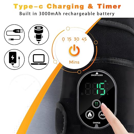 Atlodas Knee Heating Pad, Knee Massager with Heat and Vibration, Heating Pad for Knee, Massage Heated Knee Brace Wrap for Shoulder Elbow Knee, Keep Knee Warmer Stress Relief