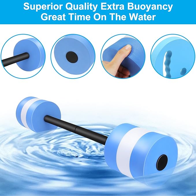 29.3’’ Swimming Barbell with Water Exercise Discs Swim Dumbbell High Density EVA Foam Aquatic Exercise Equipment Swimming Aid for Adults