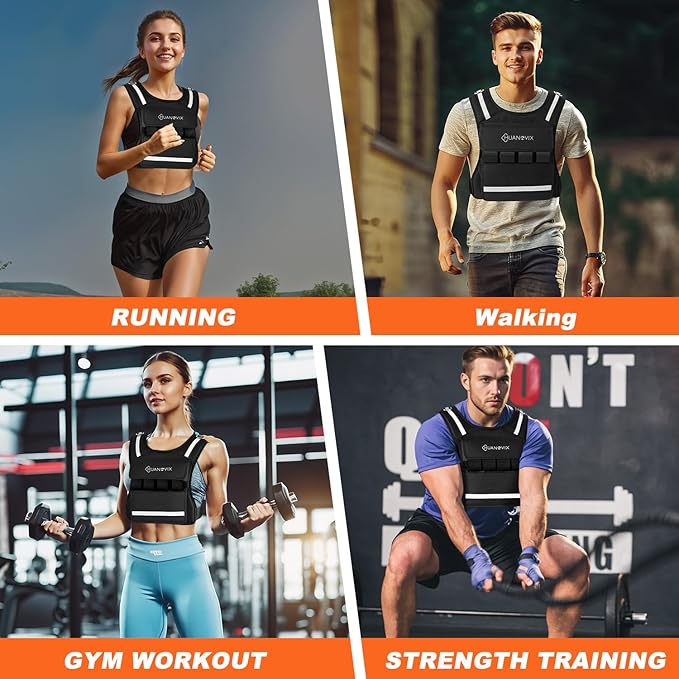Weighted Vest, 0-40 LBS Adjustable Weight Vest With Reflective Stripe, No Weights Included, Ultra Thick Shoulder Padding Design Rucking Vest for Walking, Running, Strength Training, Etc