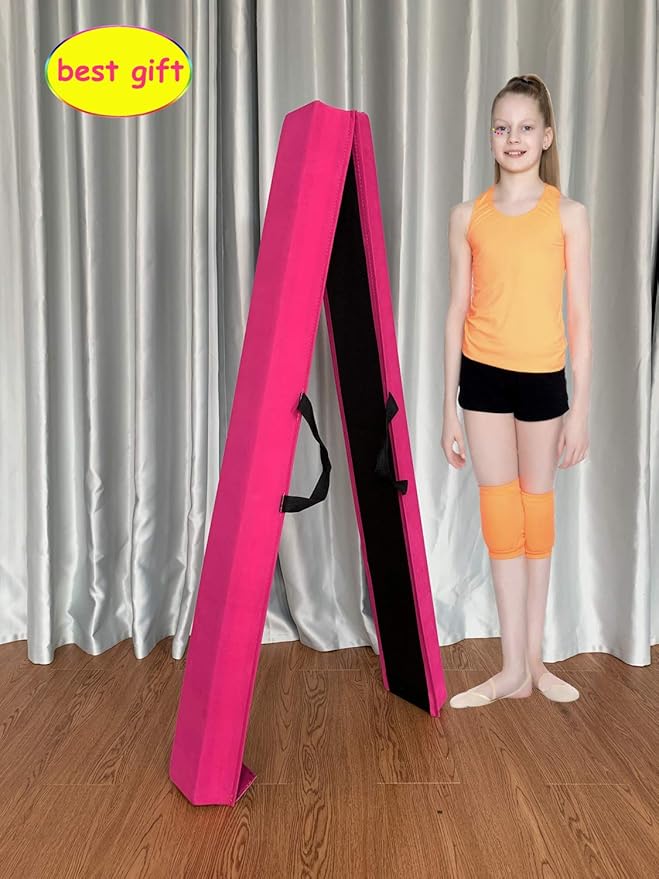 MARFULA 6 FT / 8 FT / 9 FT Folding Gymnastics Beam Foam Balance Floor Beam - Extra Firm - Suede Cover - Anti Slip Bottom with Carry Bag for Kids/Adults Home Use