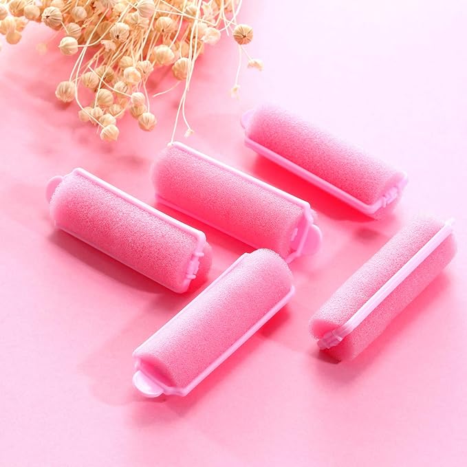 Zhehao 36 Pcs Sponge Hair Rollers Small Pink Foam Heatless Curls Rollers for Short Long Hair Flexible Sleeping Hairdressing Curler for Women Hair Styling(0.79 x 2.76 Inch,Pink)