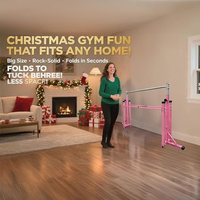 Gymnastics Bar for Kids Girls Ages 3-15 with Ring for Home Indoor Training Equipment- Steady Steel Construction, Anti-Slip, Easy to Assemble, 3' to 5' Adjustable Height