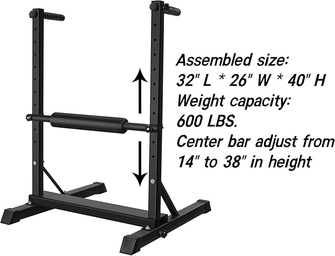 3-in-1 Dip Station, Bulgarian Split Squat & Calf Raise Stand with Heavy Duty Steel Frame | Home Gym Full Body Training Equipment
