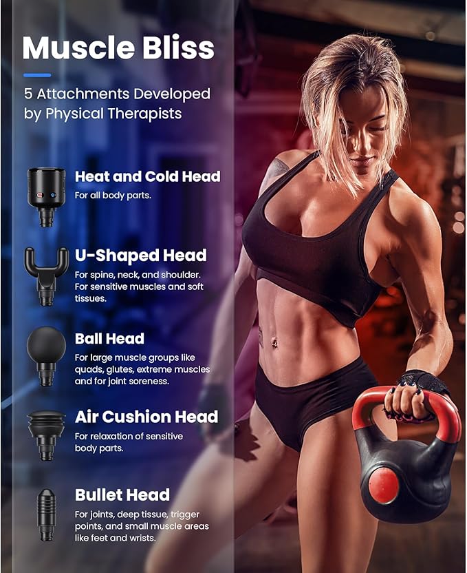 BOB AND BRAD T2 Pro Massage Gun, Percussion Muscle Massage Gun Deep Tissue with 10MM Amplitude, Upgraded 4000 mah Battery Handheld Electric Massager for Athletes Pain Relief - Midnight Black