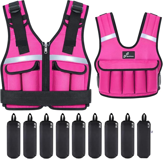 Sportneer Adjustable Weighted Vest Weights: 2-18 lbs/2-40 lbs Washable Weight Vest for Walking 16 In 1 Fast Adjust Rucking Vest for Women and Men Home Gym Running Jogging Strength Training Vests