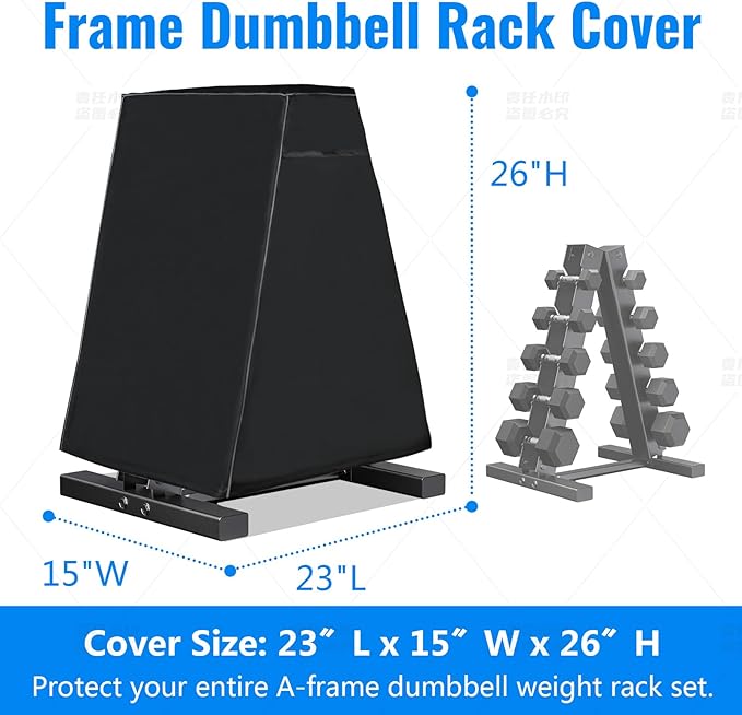 Waterproof Oxford Cloth Dumbbell Rack Cover for Compact A-Shape 5-Tier Dumbbell Rack, Home Gym Weight Storage Cover with Drawstring (cover only)