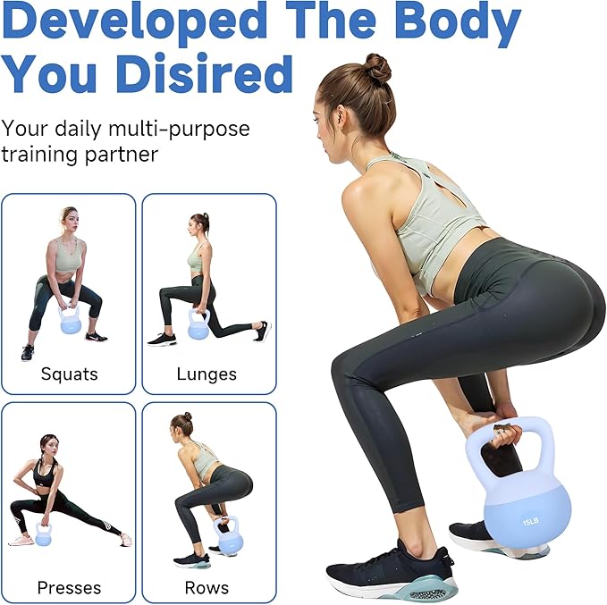 Leikefitness Soft Kettlebells,Sand Filled Weights for Women and Men,Color Coded Anti Slip Soft Kettlebells,Home workout