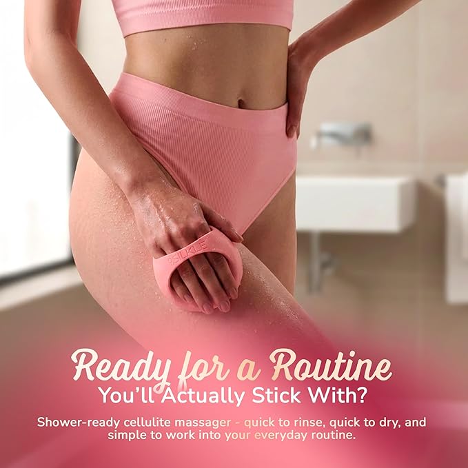 Cellulite Massage Tool & Lymphatic Drainage Massager - Silicone Anti Cellulite Massage Brush for Body Sculpting with Ergonomic Handle - Cellulite Remover for Legs, Thighs and Belly - Pink