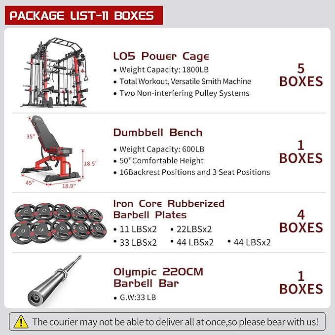 Multi-Purpose Squat Rack,Smith Machine Weight Rack Set with Cable Crossover System, Home Gym Power Racks, Power Racks and Packages