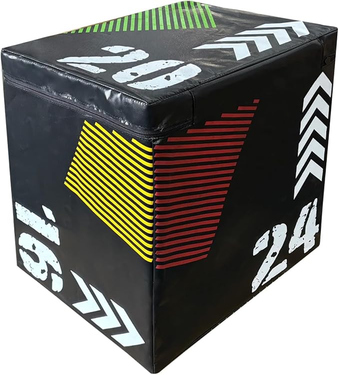 GarveeHome Plyometric Jump Box for Home Gym, 3-in-1 Adjustable Height (16/20/24 Inch) Soft Plyo Box with Anti-Slip PVC Cover - Strength Training for Beginner to Advanced