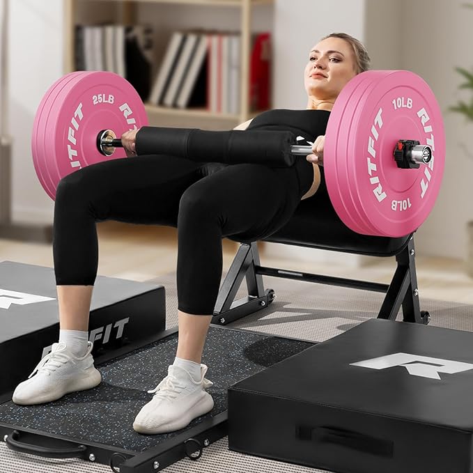 RitFit Barbell Weight Set - 4/6FT Olympic Barbell with Weight Plates (55-115LB Total) - Weightlifting Equipment for Squats, Curls, Deadlifts, Presses, Hip Thrusts