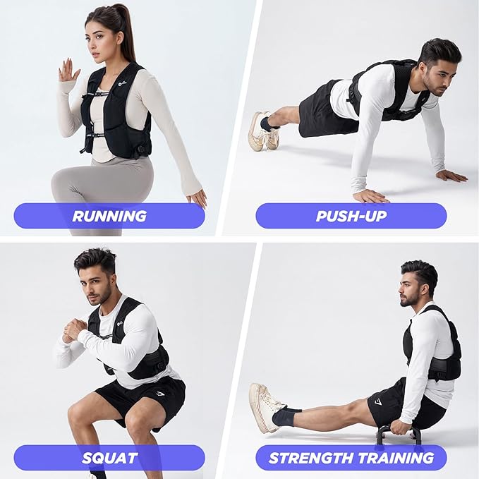Adjustable Weighted Vest Soft Washable for Women Men 2-10lbs Vest with 10 Ironsand Weights and Large Pocket, Weight Vest for Workout, Strength Training, Running, Fitness, Walking, 10LB