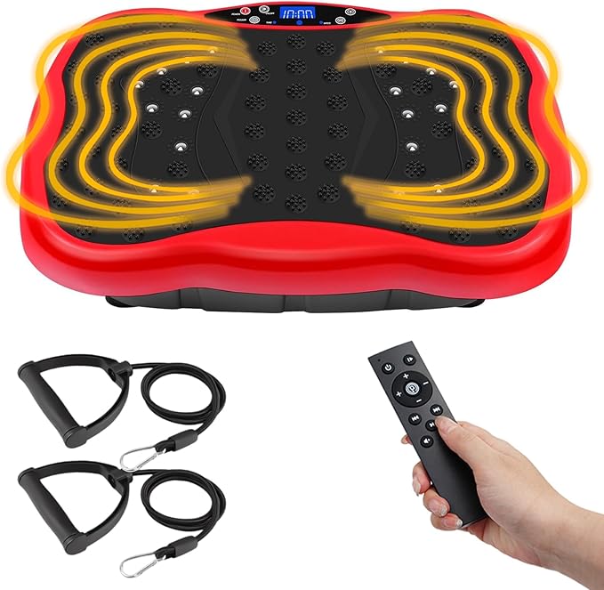 ALSO GO Vibration Plate Exercise Machine, 10 Preset Modes & 200-Level Vibration Platform for Weight Loss/Lymphatic Drainage, 400lbs Capacity Vibration Board with Resistance Bands for Full Body Workout