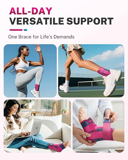 Ankle Brace for Women Men with Quick Lace Up, Adjustable Figure 8 Compression Support for Achilles Tendonitis, Ankle Sprain & Swelling Relief for Volleyball, Running & Daily Wear, L