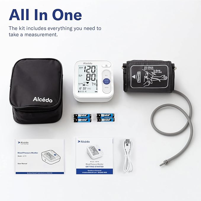 Alcedo Blood Pressure Monitor for Home Use, Automatic Digital BP Machine with Large Cuff for Upper Arm (Backlit Large Screen)