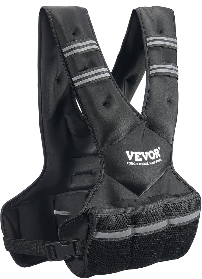 VEVOR Adjustable Weighted Vest, 11-20lb/20-32lbs/35lbs/40lbs Weight Vest with 6 Ironsand Weights and Reflective Stripe, Workout Equipment for Strength Training Running Jogging