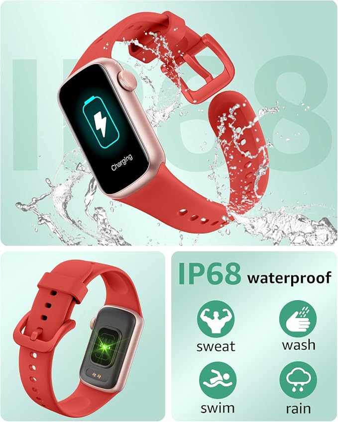 Fitness Tracker with Step Counter/Calories, Activity Health Tracker with Blood Pressure Heart Rate Monitor, Sleep Tracker, 137+ Sport Modes, Pedometer SmartWatch, Gift for Women Men FluorescentOrange