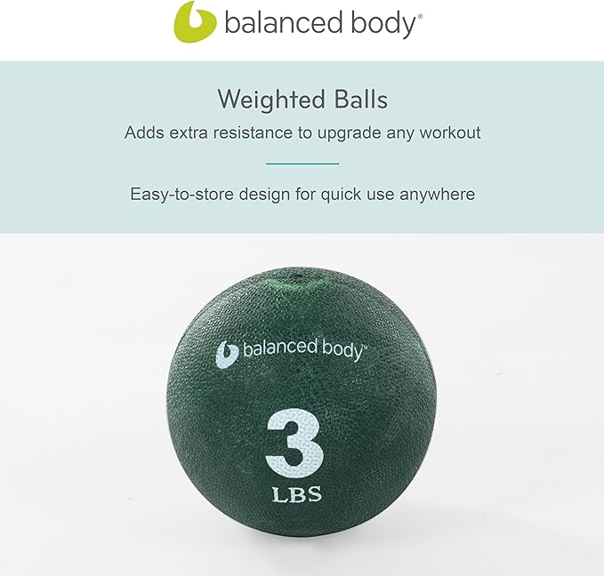 Balanced Body Weighted Pilates Ball for Home Exercise Equipment or Studio, 3 Pounds, 3 1/2-Inch Diameter, Green