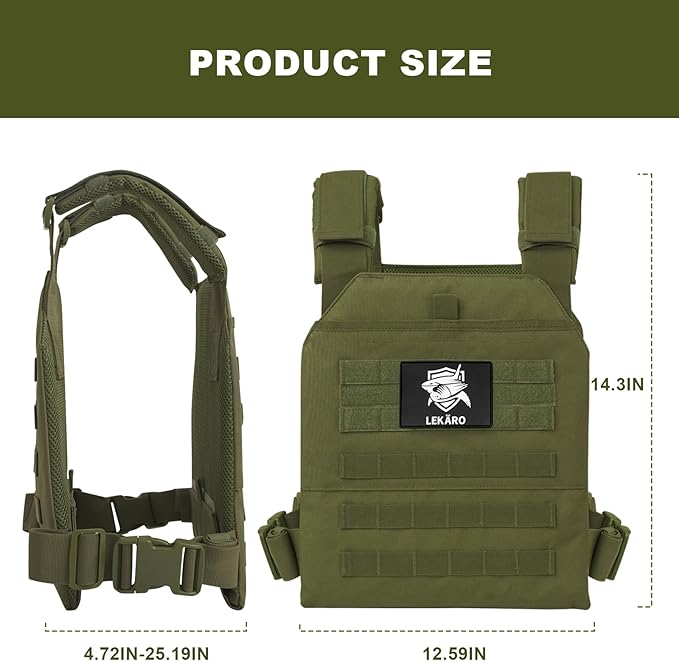 Adjustable Weighted Vest for Men Women – Tactical Vest for Rucking, HIIT & CrossFit, Fits 10x12 Plates, 600D Breathable Weight Vest & Exercise Vest for Strength Training, Weights Not Included