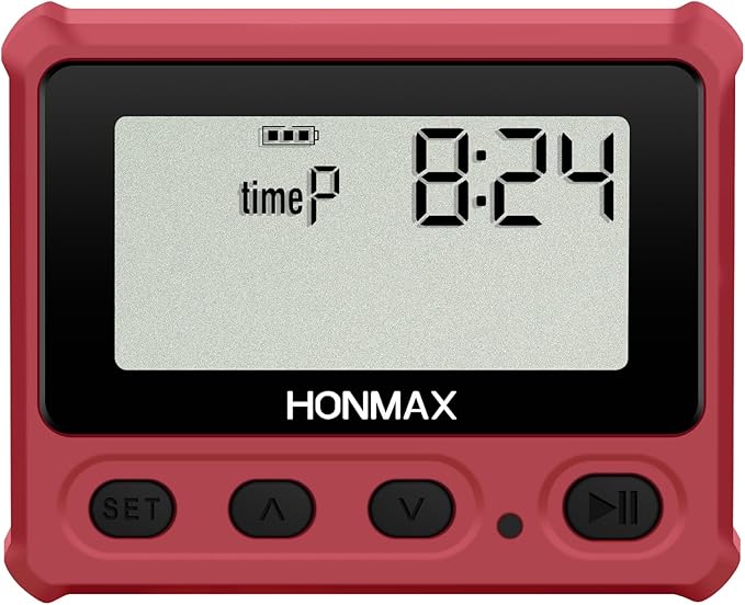 Digital Interval Timer, Stopwatch with Backlight, USB-C Rechargeable Clock, Red