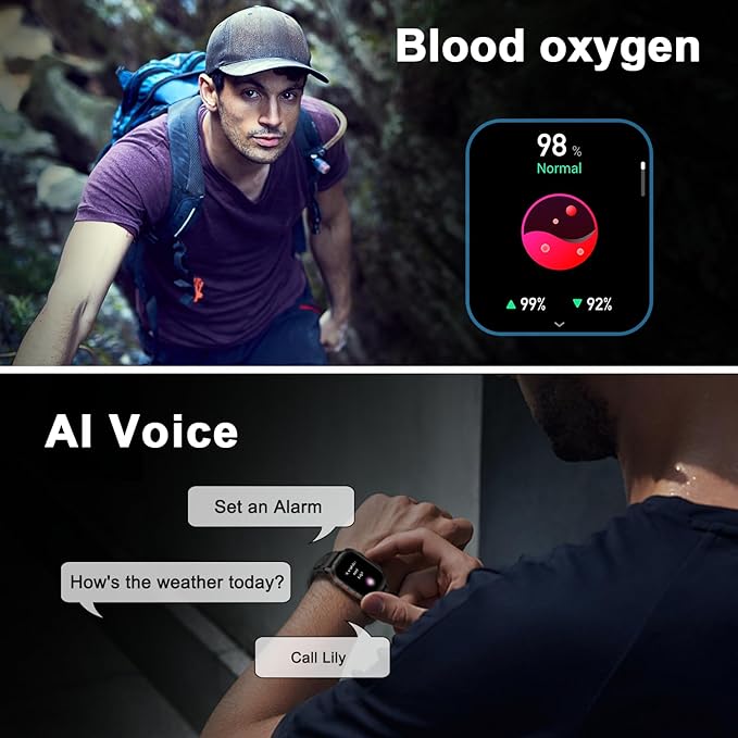 Smart Watch for Men Fitness Tracker: Waterproof Make/Answer Call Military Digital Watches Run Smartwatch Android Phones iPhone Samsung Compatible Heart Rate Monitor Orange Black