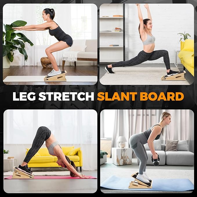 2-in-1 Wooden Balance Board with Adjustable Incline (15°–35°) – Slant Board & Calf Stretcher for Balance Training, Core Strength, and Ankle Mobility – Solid Wood, Non-Slip Surface, Ideal for Home Gym & Physical Therapy