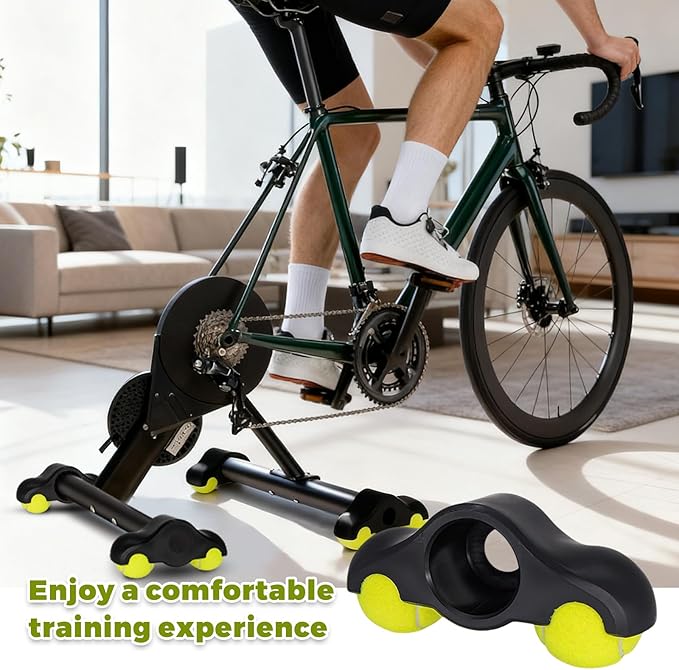 4 Pack Bike Trainer Rocker Feet, Indoor Bike Trainer Stand Rocker Feet Adapters, Indoor Cycling Snap Rocker Feet Adapters with 8 Pack Tennis Balls for Wahoo Kickr Core 1,Indoor Cycling Accessories