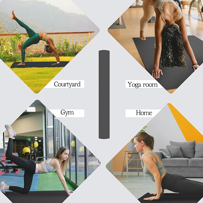 VTORY Extra Large Yoga Mat Thick Exercise Mat for Men and Women, Non-Slip, Durable Workout Mat for Home Workout, Yoga, Pilates, Stretching