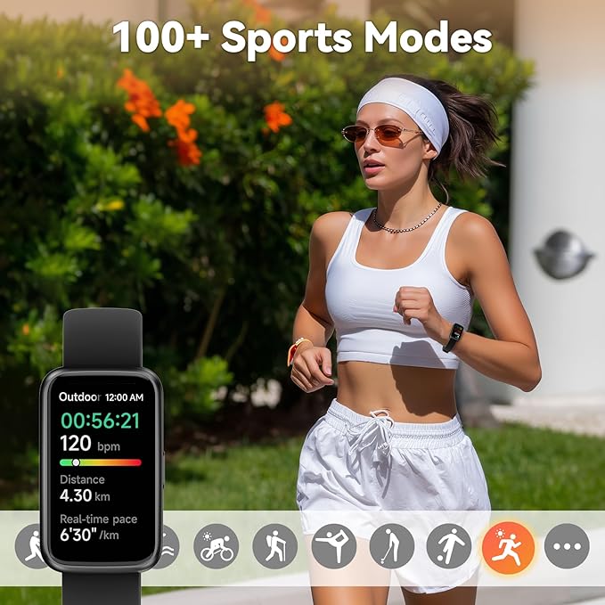 Pedometer Watch No App/Phone Required Slim Fitness Tracker, 30 Meters Waterproof 1.47'' Smart Watch, Heart Rate & Blood Oxygen Monitor Step Counter for Men Women