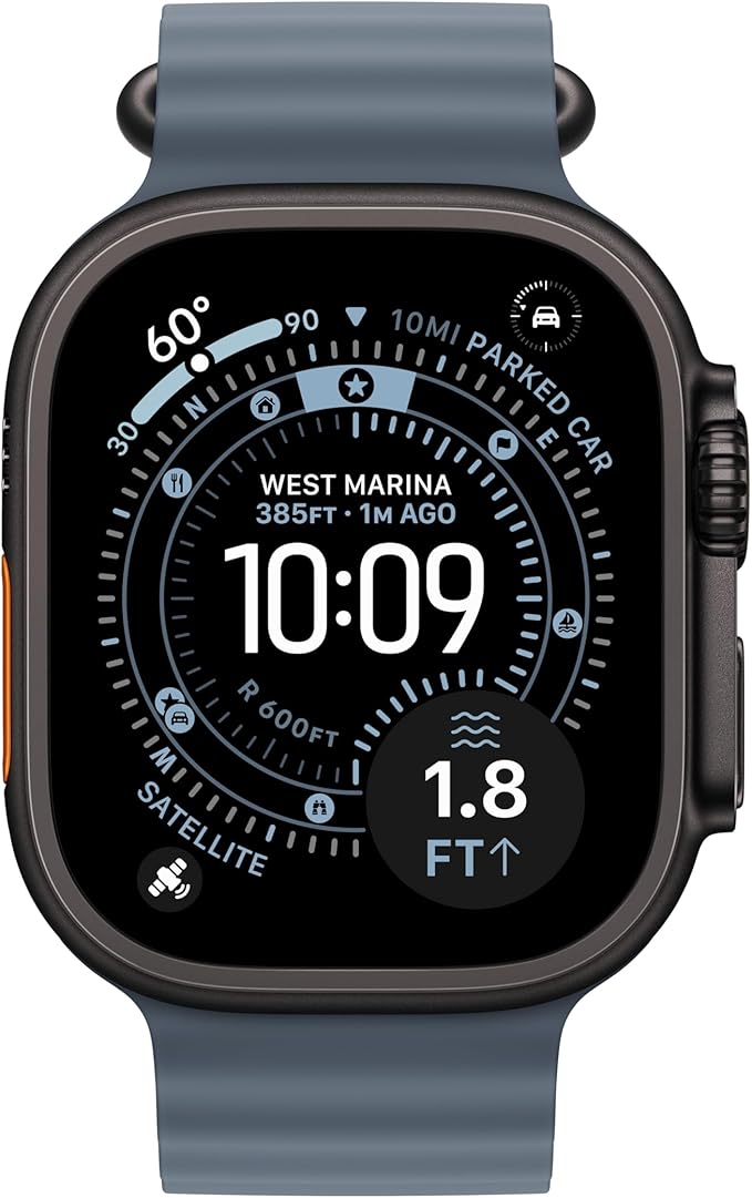 Apple Watch Band - Ocean Band - 49mm - Anchor Blue - One Size - Black Titanium Finish