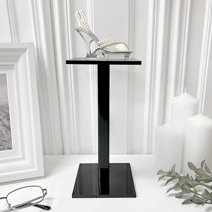 Plymor Clear Acrylic Square Barbell Pedestal Display Riser, 8.5" H x 4" W x 4" D (1/4" thick) (3 Pack)