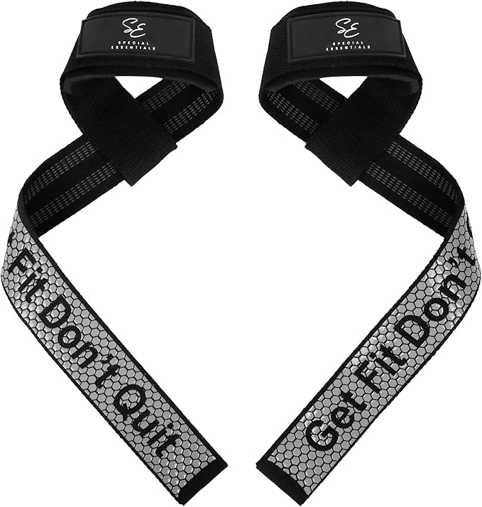 Special Essentials 2 Pack of Wrist Straps for Weightlifting - Two-Sided Anti Slip Silicone Grip & Padded Neoprene - Durable Gym Lifting Straps for Men and Women for Bodybuilding & Powerlifting
