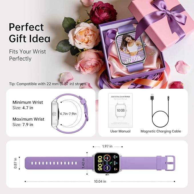 Tensky Smart Watch for Women/Men, 1.85'' HD Activity Smartwatch for iPhone/Android/Samsung, 100+ Sport Modes Fitness Tracker (Answer/Make Call), Alexa Built-in,Sleep/Heart Rate/SpO2 Monitor/Waterproof