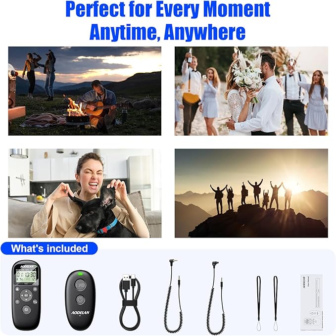 for Canon Cameras Wireless Rechargeable Timer Shutter Release Remote Control with LCD & Upgraded Interval Timer for EOS R6 Mark II, R7, R50 V, R100, RP, Rebel T7, T6, T5, T3, SL2, 5D Mark III