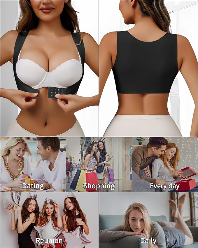 Front Closure Back Posture Corrector for Women Posture Correcting Adjustable Back Support for Women Bras Chest Shaper