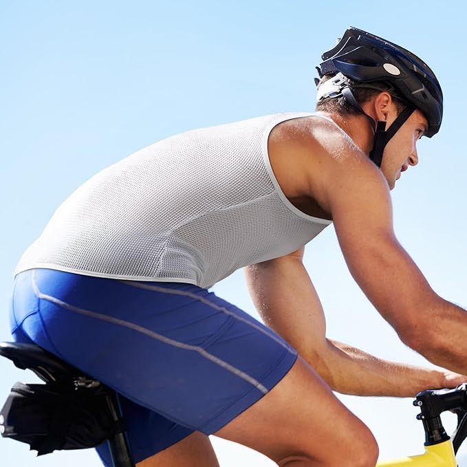 Nepest Mens Vests/Short Sleeve Biking Base Layer Mesh Sleeveless Cycling Baselayer Bicycle Ultralight Undershirts