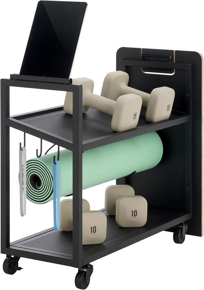 SEI Furniture - Sidekick Sport Equipment Rolling Rack - Transitional Design, Metal and Wood - Ideal for Bedroom, Living Room (HZ0123)