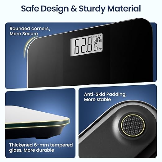 TIPRE Solar Powered Weight Scale with Endless Power, Scale for Body Weight, Electronic Bathroom Scale for Weight Loss, Digital Weighing Scale with 0.1lb Accuracy No Battery Required, 400lb/180kg