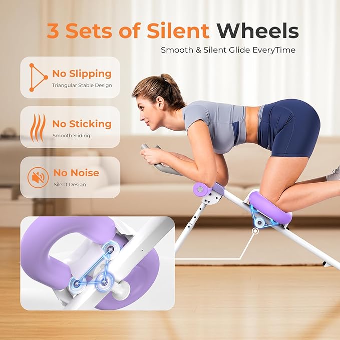 OWLSKY Ab Machine, Adjustable Ab Trainer Machine for Abs Workout at Home Gym, Foldable, Knee Protection, LCD Monitor, Device Holder, 400 LBS,Abdominal Trainer for Stomach Workout
