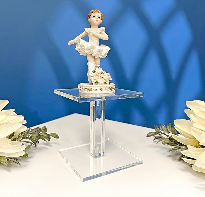 Plymor Clear Acrylic Square Barbell Pedestal Display Riser, 4.5" H x 4" W x 4" D (1/4" thick) (6 Pack)