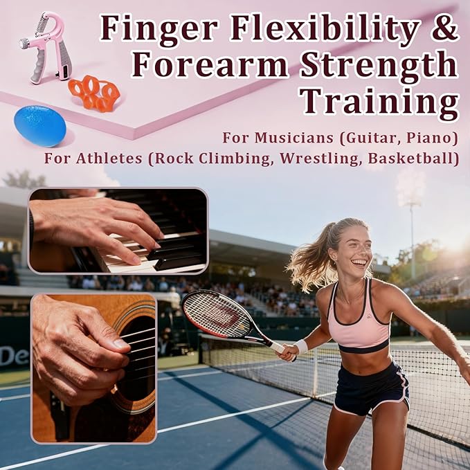 CYFIE Grip Strength Trainer Kit with Adjustable Resistance 10 - 132 Lbs, Forearm Exerciser, Finger Stretcher, Stress Ball, Forearm Strengthener for Workout wuth Storage Bag, Muscle Building and Recovery