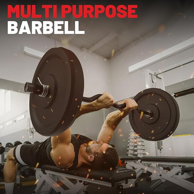 PAPABABE Curl Bar, 4ft/6.2ft Olympic EZ Barbell Bar for Weight Lifting, Curling Bar with Volcano Knurled Grip, 2 Inch Weight Bar with Multi-Angle Wrist-Friendly Design, Comfortable Grip for Bench Press Curls Deadlifts Home Gym Beginner