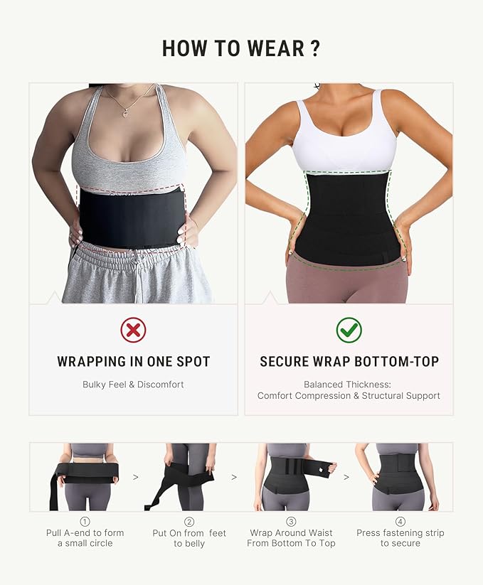 FeelinGirl Waist Trainer for Women Bandage Wrap Trimmer Belt Long Torso Tummy Wraps Belly Body Shaper Waist Trimmer Belt